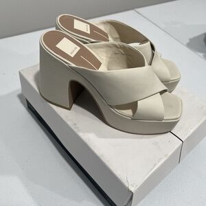 Dolce Vita White Mules with Platform Sole